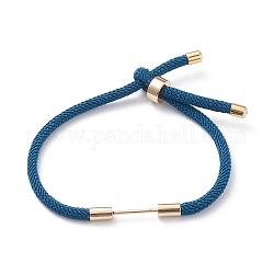 Fabbricazione del braccialetto del cavo di nylon intrecciato, con accessori di ottone, blu, 9-1/2 pollice (24 cm), link: 30x4 mm
