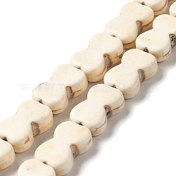 Synthetische türkisfarbene Perlenstränge, Knochen, alte Spitze, 16x10x5.5 mm, Bohrung: 1 mm, ca. 24 Stk. / Strang, 15.16'' (38.5 cm)