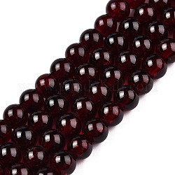 Crackle Glass Beads Strands, Round, Dark Red, 6mm, Hole: 1.3~1.6mm, about 133pcs/strand, 31.4 inch