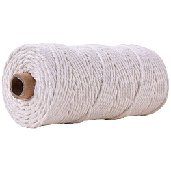Baumwollfäden für Strickwaren, Geist weiß, 3 mm, ca. 109.36 Yard (100m)/Rolle