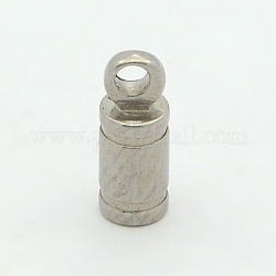 Smooth 304 Stainless Steel Cord Ends, Column, Stainless Steel Color, 10x3.5mm, Hole: 1~2mm