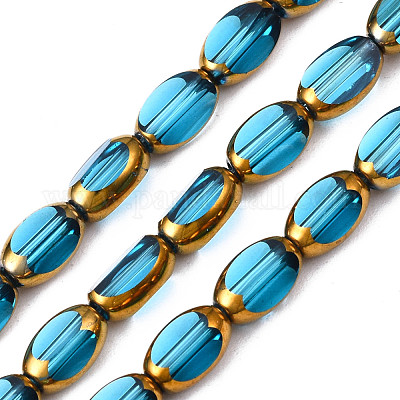 Chapelets de perles en verre électroplaqué&nbsp;EGLA-N008-015F-1