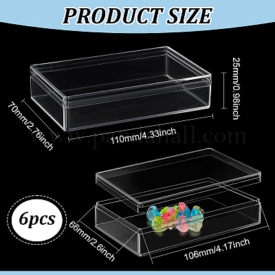 Boîtes de rangement en acrylique transparent rectangle&nbsp;CON-WH0092-50-1