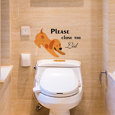 Wholesale SUPERDANT Cartoon Dog Toilet Stickers Please Close the Lid Funny  Decals Please Flush Waterproof Vinyl Wall Art Sign Decor Toilet Seat Quote  Murals for Toilet WC Restroom Door Seat Bathroom Decoration 