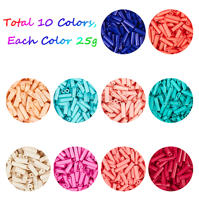 5500 pcs 10 Colors 6mm Beading Glass Bugle Seed Beads Tube Beads Small Long  Craft Beads for Earrings Bracelets Necklaces Jewelry DIY Craft Making 