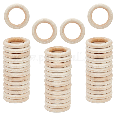 Unfinished Solid Natural Wood Rings for Macrame DIY Crafts Wood
