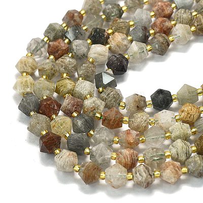Chapelets de perles en quartz lodolite naturel&nbsp;G-I376-A71-01-1