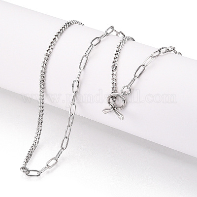 Collane con catena twist in ottone e catena con graffetta&nbsp;NJEW-N054-11P-1
