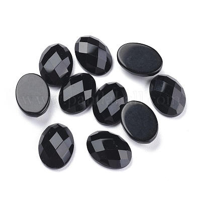 Cabochons d'agate noire teints et chauffés naturellement&nbsp;X-G-G760-A10-1