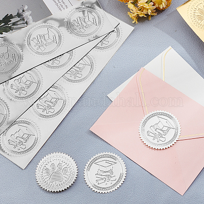 CRASPIRE 2 Gold Foil Sticker Employee Of The Month 100pcs Certificate  Seals Silver Embossed Round Gold Certificate Seal Stickers For Envelopes