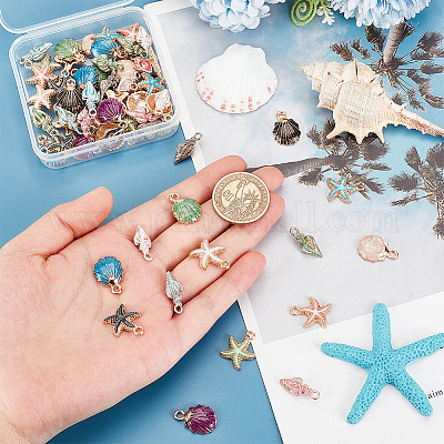 Beach Theme Anklet, Seashell Starfish Charm