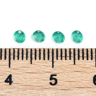 Facettierte natürliche grüne Onyx Achat (gefärbt und erhitzt) Cabochons&nbsp;G-I295-05C-07-1
