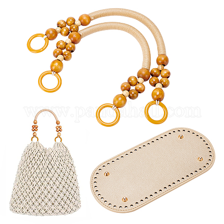 Wooden Beaded Bag Handles Purse Handle Nylon Purse Straps Rustic Bag Handle  Replacement for Crocheted Bag