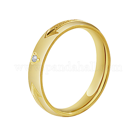 矢印模様のステンレス鋼の指輪女性用  ラインストーン付き  18KGP本金メッキ  usサイズ8（18.1mm） HA9923-3-1