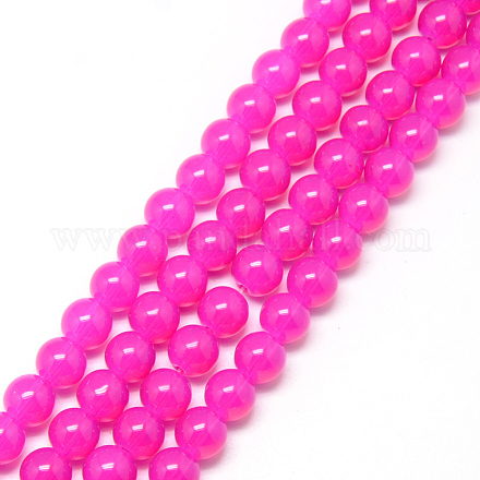 Chapelets de perles en verre peint X-DGLA-Q023-12mm-DB48-1