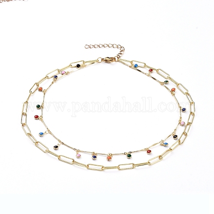 Двухслойные ожерелья с латунной эмалью NJEW-JN02831-03-1