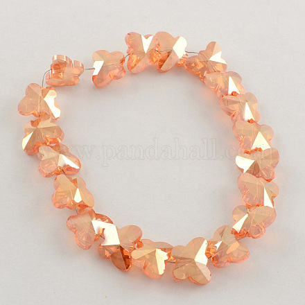 Plated Faceted Butterfly Glass Beads EGLA-S099-01-1