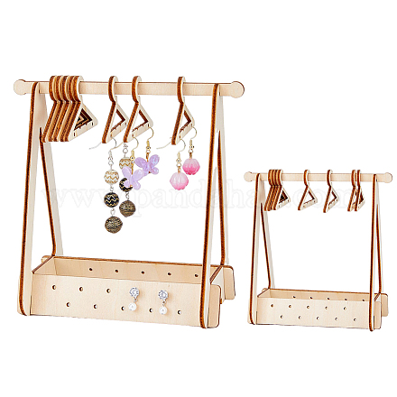 1 Set Wooden Hanger Earrings Display Stand with 8Pcs Coat Hangers Cute  Jewelry Stand Organizer Earring Rack Holder Ear Studs Display Rack for  Retail