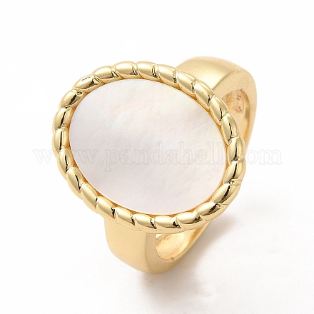 Овальное открытое кольцо-манжета из натуральной ракушки KK-A180-48G-1