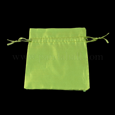 レクタングル布地バッグ  巾着付き  緑黄  23x16cm ABAG-R007-23x16-10-1