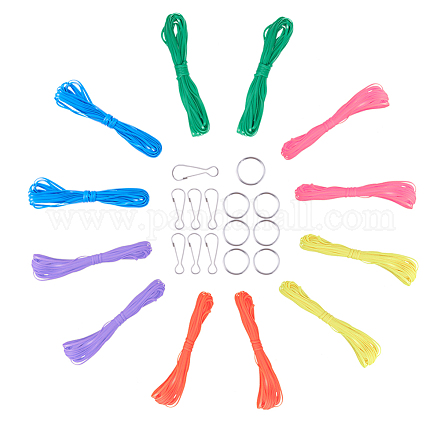 Nbeads corde de dentelle en plastique et porte-clés fendus en fer/fermoir à clé DIY-NB0002-35-1
