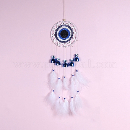 Handmade Woven Net/Web with Feather Wall Hanging Decoration WICH-PW0001-34-1