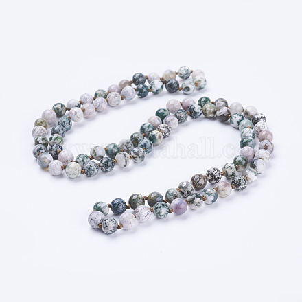 Natural Agate Beaded Necklaces NJEW-P202-60-A38-1