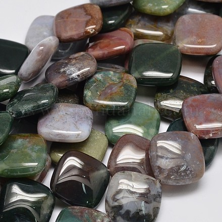 Natural Indian Agate Rhombus Bead Strands G-M257-20x20mm-04-1