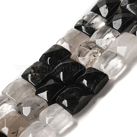 Brins de perles de quartz tourmaliné noir naturel G-C109-A01-01-1