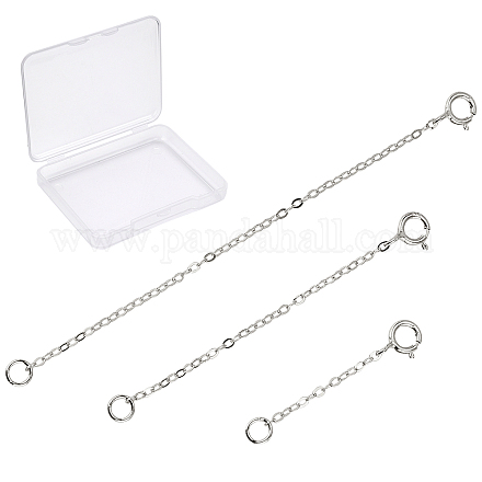 SUNNYCLUE 3Pcs 3 Style Rhodium Plated 925 Sterling Silver Chain Extender FIND-SC0001-61P-1