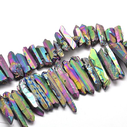 Natural Electroplate Quartz Crystal Nuggets Graduated Beads Strands G-F214-20A-1