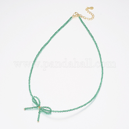 Collane di perline con gemme sintetiche (imitazione di smeraldi) NJEW-K108-03-01-1