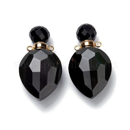 Colgantes de botella de perfume de obsidiana natural G-D058-12G-01-1