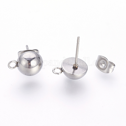 Accessoires de puces d'oreilles en 201 acier inoxydable STAS-S064-12-1