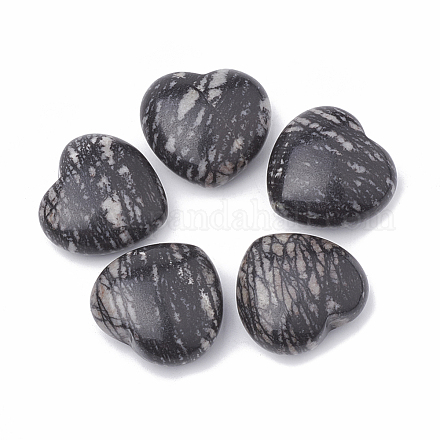 Pierre de soie noire naturelle/pierres d'amour coeur netstone G-S330-13B-1