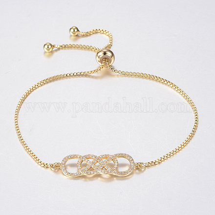 Adjustable Brass Micro Pave Cubic Zirconia Bolo Bracelets BJEW-H558-30G-1