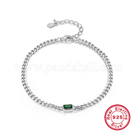 Bracelet à maillons rectangulaires en argent sterling rhodié 925 IH6551-2-1