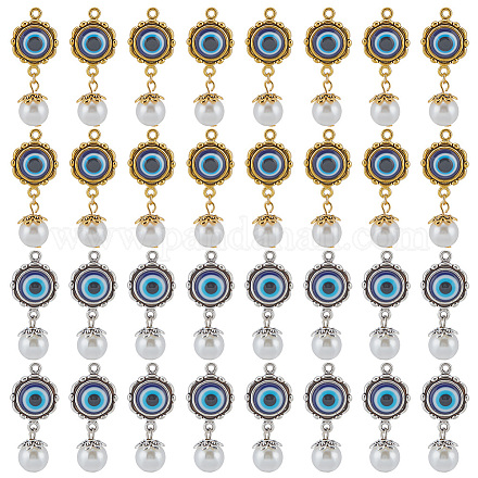 Pandahall elite 32pcs 2 couleurs pendentifs en résine d'alliage avec perle en plastique FIND-PH0008-83-1