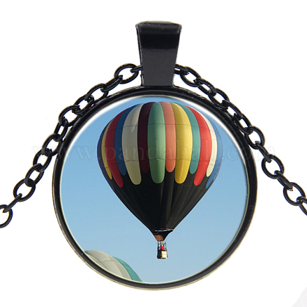 Picture Glass Pendant Necklaces NJEW-O111-043B-1