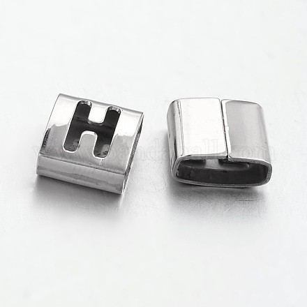 Letter Style 201 Stainless Steel Square Slide Charms STAS-L132-04-1