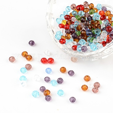 Perles en rondelles facettées en verre transparent GLAA-R152-4mm-M1-1