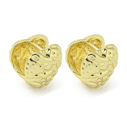 Textured Heart Rack Plating Brass Hoop Earrings EJEW-Z035-03G-1