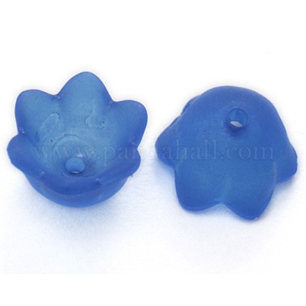 Chunky Blue Transparent Frosted Tulip Flower Acrylic Bead Caps X-PL543-10-1