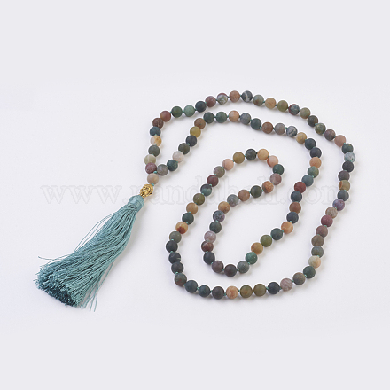 Natürliche indische Achat Buddha Anhänger Halsketten NJEW-JN02129-02-1