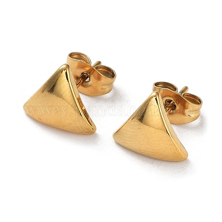 Ion Plating(IP) 304 Stainless Steel Triangle Ear Studs for Women EJEW-P234-01G-1