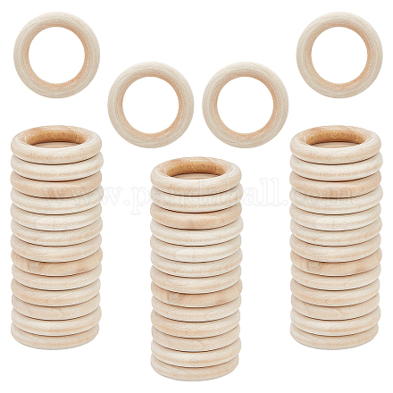 GORGECRAFT 40Pcs 40mm/1.57 inch Unfinished Solid Wooden Rings Round Natural Wood Rings Macrame Wooden Rings for DIY Craft Pendant Connectors Rings Jewelry Making Christmas Ornaments WOOD-GF0001-79-1