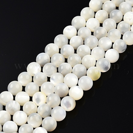 Fili di perline di conchiglia bianco naturale X-SSHEL-N003-144D-01-1