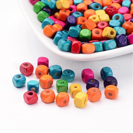 200PCS Mixed Lead Free Wood Cube Beads X-YTB031-1