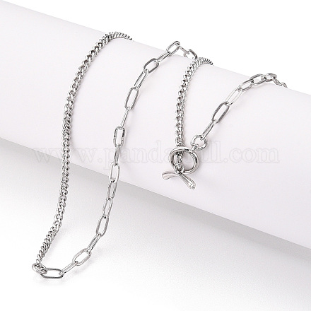 Collane con catena twist in ottone e catena con graffetta NJEW-N054-11P-1