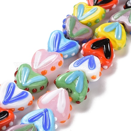Brins de perles au chalumeau faites à la main coeur LAMP-G150-01B-1
